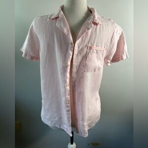 Tenth + Ocean Men's Washable Linen Short Sleeve Shirt - Baby Pink / Pastel